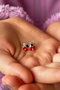 Heliophilia Silver Pendientes de Plata de Ley 925 en Rojo, Plata y Negro
